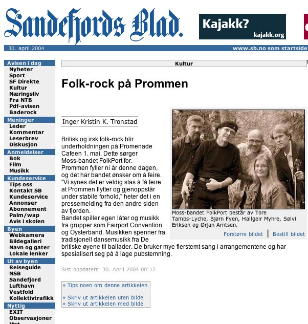 Faksimile fra Sandefjords Blad p&aring; web