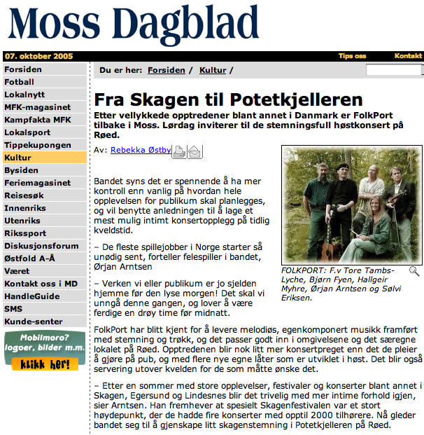 Faksimile fra Moss Dagblad på web