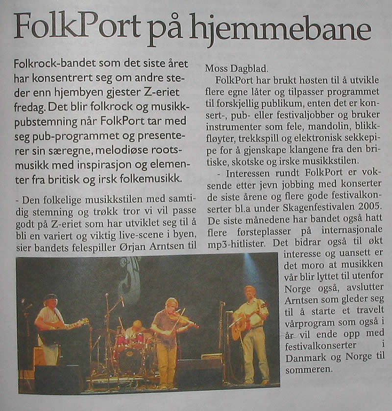 Faksimile fra Moss Dagblad