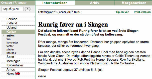 Faksimile fra Jyllandsposten