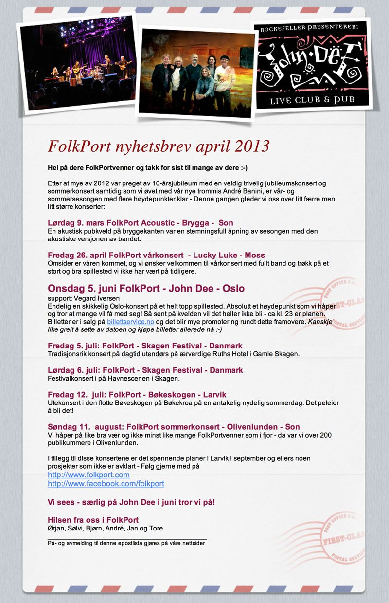 FolkPort Nyhetsbrev
